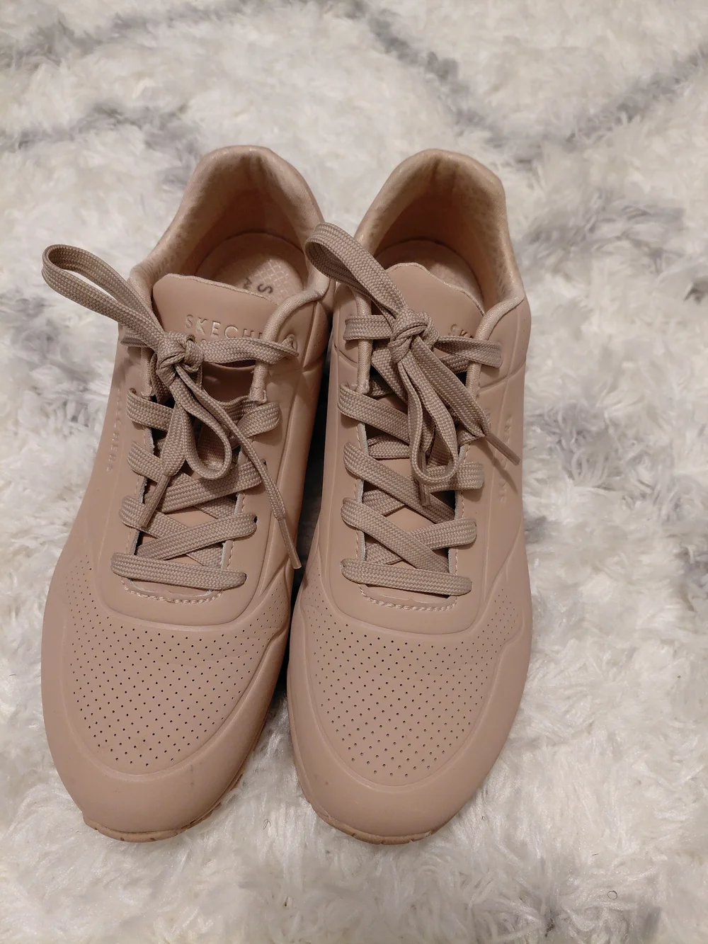 Skechers Women's Beige Casual Lace-Up Sneakers - Picture 8 of 10